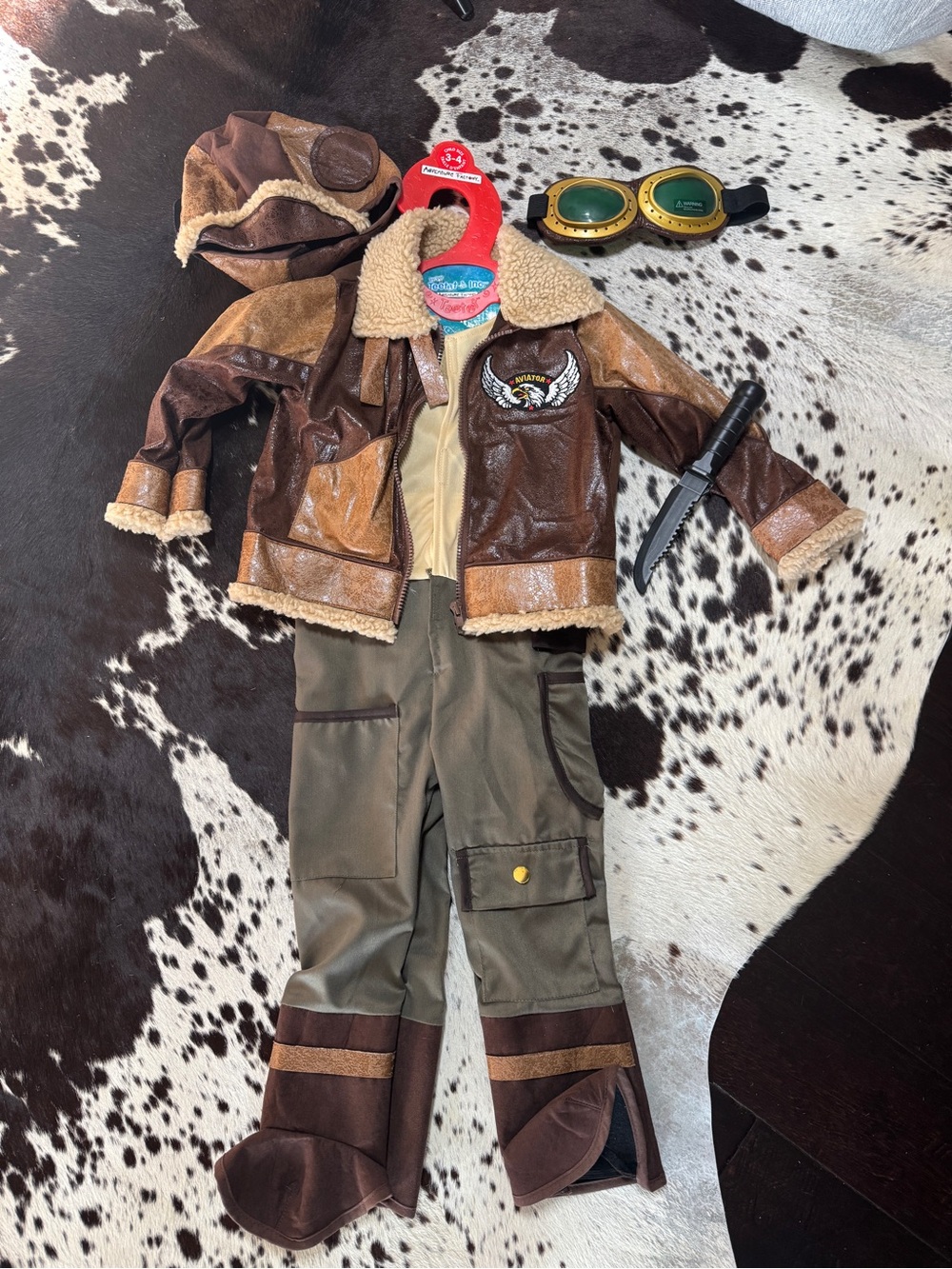Child Aviator Pilot Costume Set in Brown and Tan